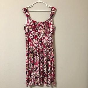 Pink and Purple Floral Midi Dress